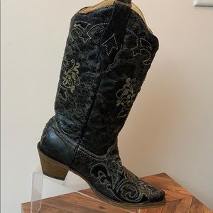 Corral Vintage Handmade Lizard Inlay Snip Toe Leather Boots - New